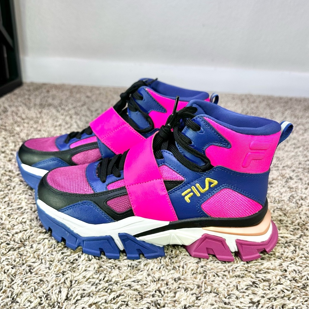 Fila Vittori High Top Women’s Size 7.5 Sneakers Pink Purple Black Shoes‎ Chunky